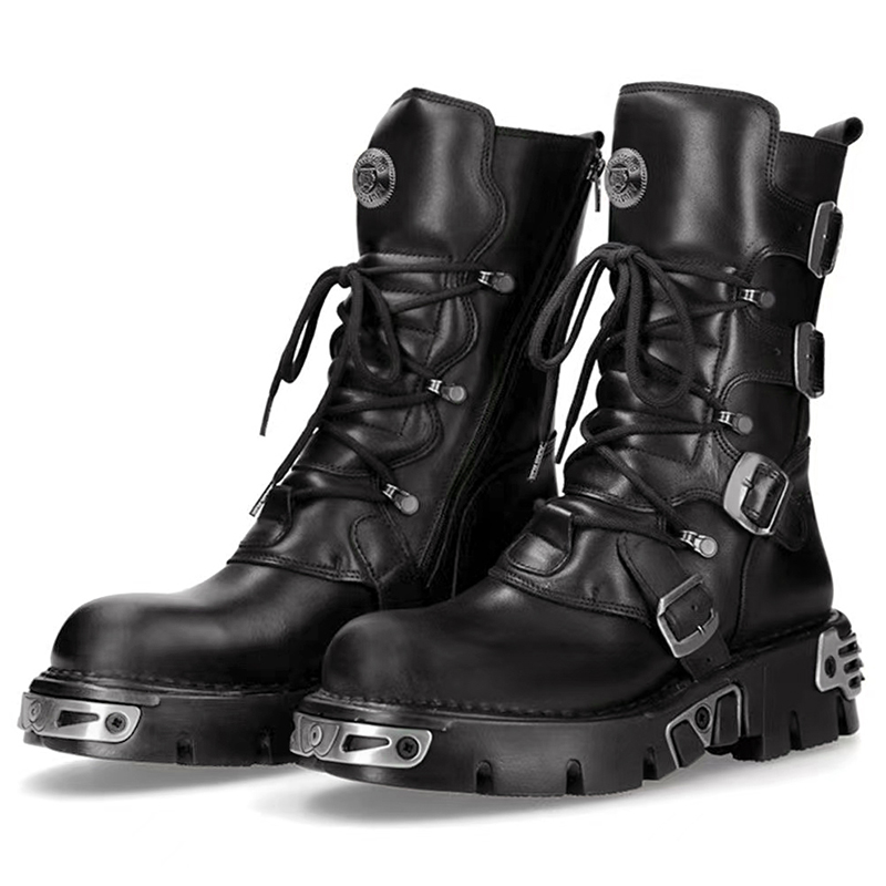 Men'S Shoes No Laces - Sepatu bot motor tinggi gaya punk