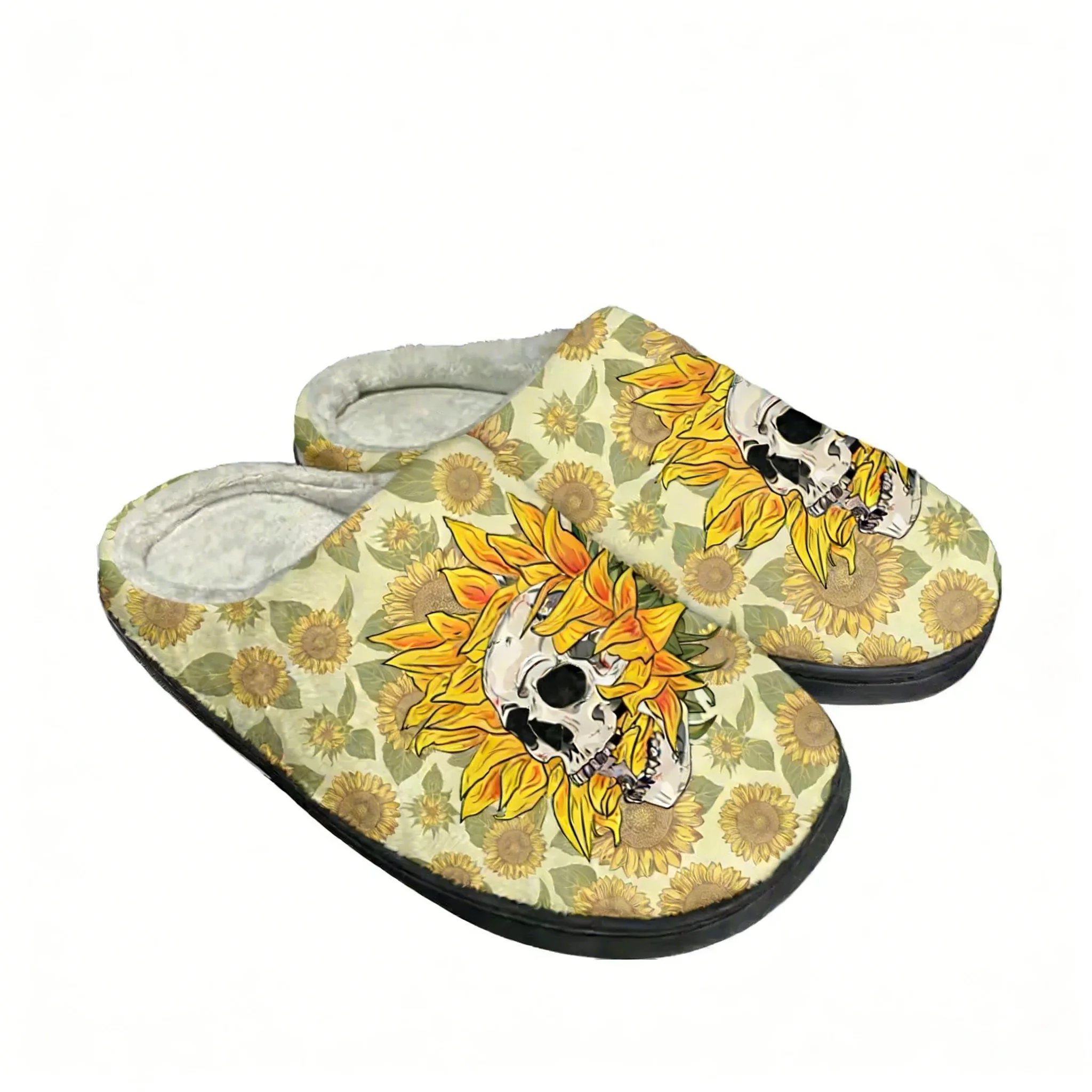 Men Shoes Designer - Sandal Rumah Katun Motif Tengkorak Bunga