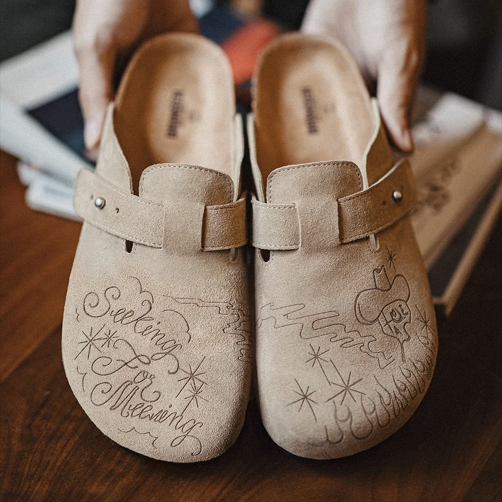 Men Shoes Illustration - Sepatu Maden Ilustrasi Mules Setengah Tarik